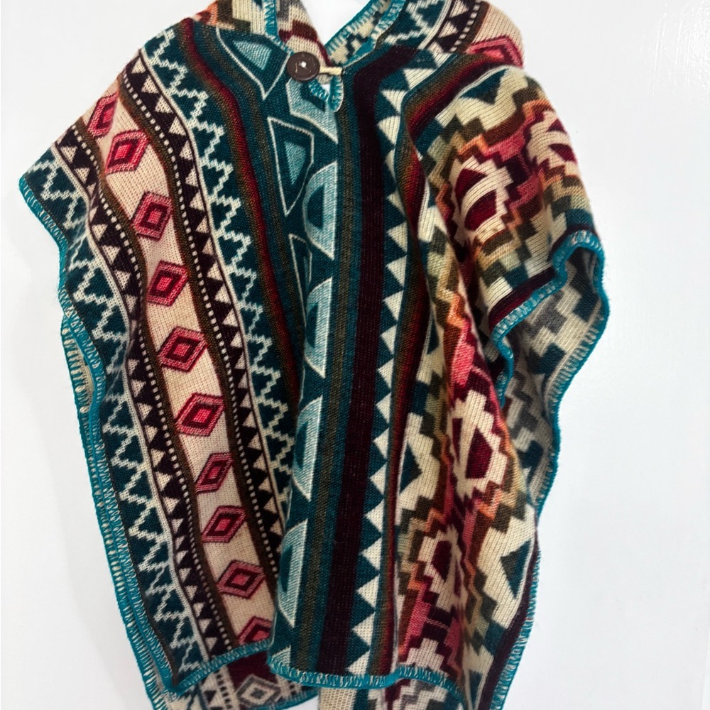 Kids Colorful Geometric Pattern Poncho